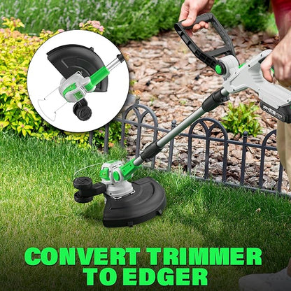 SOYUS 20V Cordless Electric Weed Wacker, 12 Inch String Trimmer Battery Powered with Auto Line Feed, Lightweight Grass Trimmer for Lawn Trimming/Edging with 2X 2.0 Ah Battery and Charger