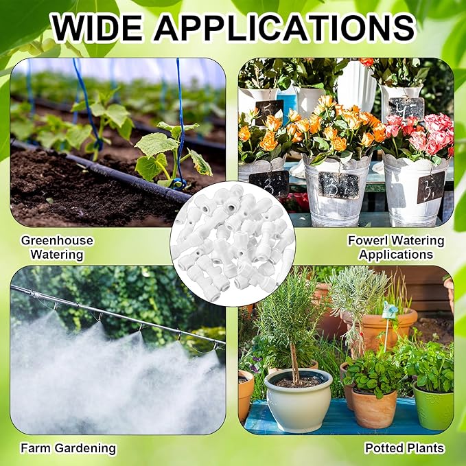 30 Pcs 1/4" Drip Irrigation Tee Connectors for Tube Quick Connect Parts Fittings for 1/4 Inch(6.35mm) Irrigation Tubing or Sprinkler(White,Misting Nozzle)