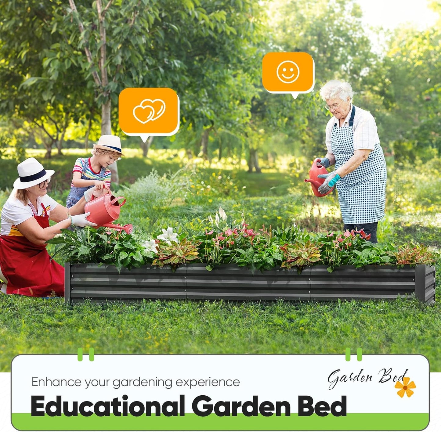 Quictent Raised Garden Bed Galvanized Raised Beds for Gardening Vegetables with Cover 8x4x1 ft Metal Planter Box Outdoor Use (Green)