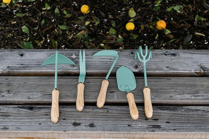 Barebones Triangle Hoe - Stainless Steel Blade Japanese Gardening Tools for Weeding Long Handle and Hand Hoe (Ash/Mint)