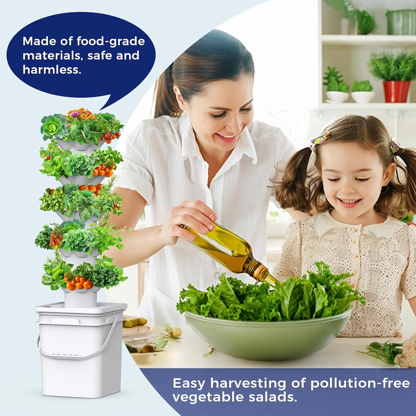 SJZX Hydroponics Growing System Kit, 5-Layer Hydroponic Tower, 30 Planting Holes, Space-Saving Vertical Gardening System, Suitable for Both Indoor and Outdoor use Germination Kits