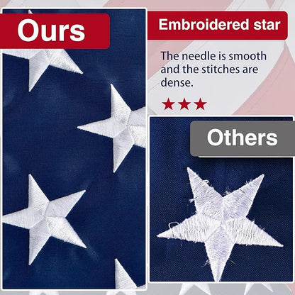 American Flags for Outside 6x10, US Flag Outdoor Heavy Duty, Embroidered Stars/Sewn Stripes/UV Protection/Brass Grommets, USA Flags High Wind