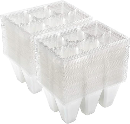 Gardzen 120 Pack 6-Cell Seed Starting Tray for Seedlings, Plant Starter Trays with Drainage Holes for Seed Germination, 5.4x3.7 inches, Clear