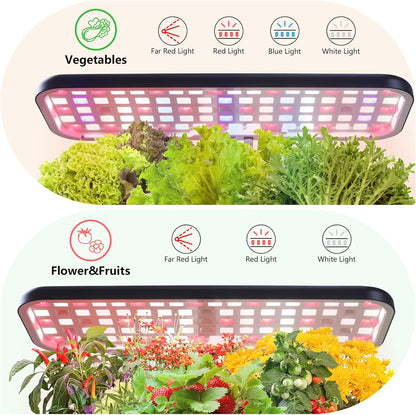 Indoor Garden Led Grow Light, Full Spectrum LED Grow Lamp for Indoor Plants with Intelligent Controller, Height Adjustable, Ideal for Home Desk Plant Lighting (Without Pots) (Black, 16.5*6.5*4 inch)