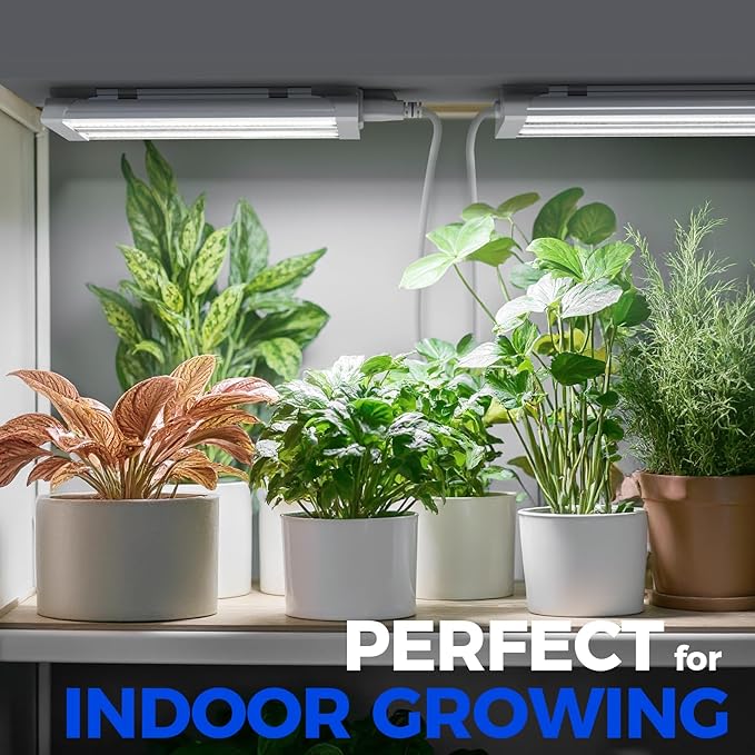 Barrina TX18 1FT Grow Light for Indoor Plants, 72W(4 x 18W, 360W Equivalent), High PPFD, 5000K Full Spectrum Grow Light Strip for Plant Shelves with On/Off Switch, Mechanical Timer, Linkable, 4 Packs