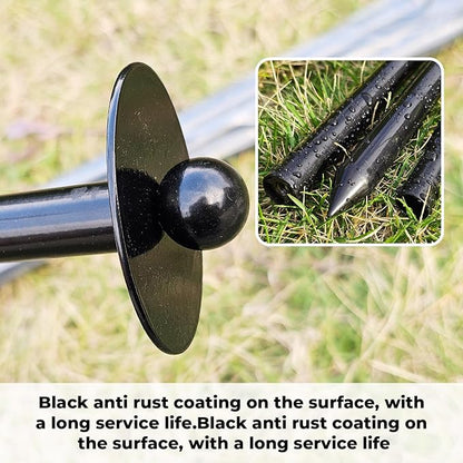 72 Inch Garden Stake Netting Support, Black Heavy Duty Powder Coated Steel Frame for Garden Fencing, Plant & Crop Protection from Wildlife (12 Sets)