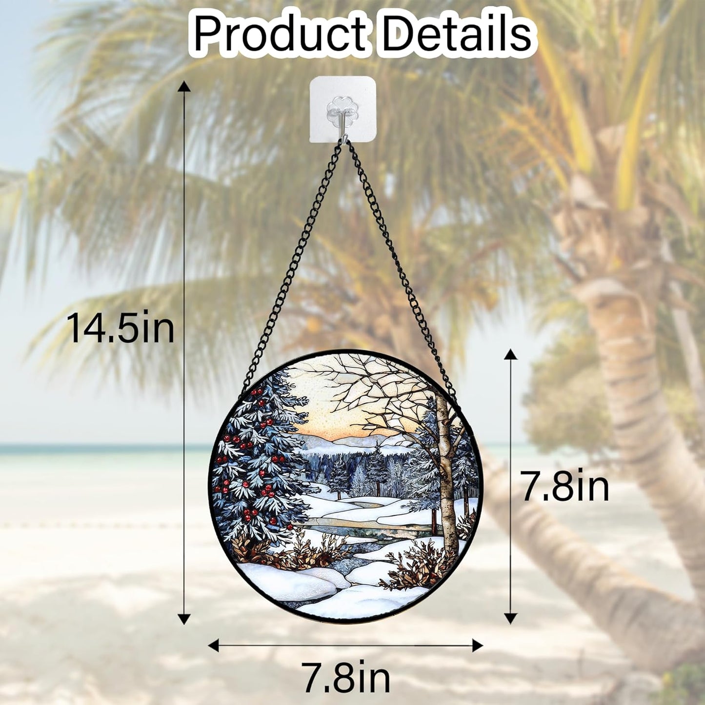 Stained Glass Window Hanging, Winter Snow Landscape Suncatcher Diamond Glass Panel Sun Catchers Decor for Birthday for Women, Men, Wife, Aunt, and Mom 7.8 in