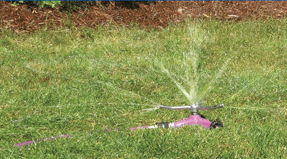Dramm ColorStorm 3 Arm Whirling Sprinkler on 6" Wheeled Heavy Duty Metal Base, for Lawn, Yard, Garden and Large Area, Green, 70 Ft Diameter Reach