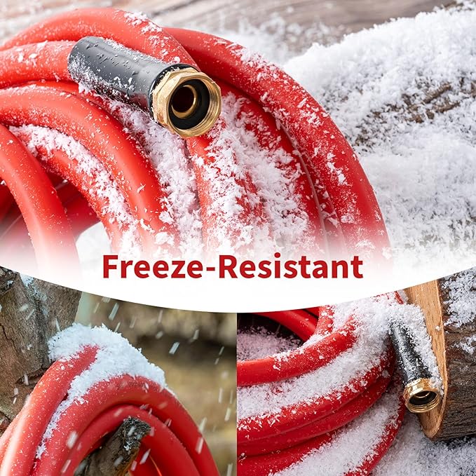 Garden Hose 15 ft x 5/8” Hot Water Hose, -50°F to 190°F,Burst 600Psi Flexible & Lightweight Upgraded Rubber Hoses,3/4” Solid Fittings for All-weather Outdoor Lawn & Garden