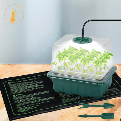 Seedfactor 7-Pack Seed Starter Kit with Grow Light (12 Cells per Tray), Plant Germination Trays with Adjustable Humidity Dome Seed Trays Seedling Starter with Base Trays for Germination