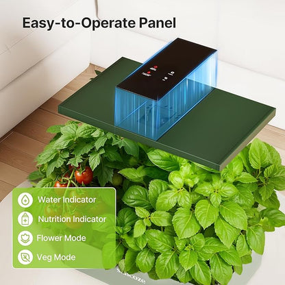 SUNCOZE Hydroponics Growing System Kit, 20 Pods Indoor Herb Garden with 10L Water Tank & Adjustable Height 25", 30W LED Grow Light, LCD Display with Veg/Flower Modes, Pump & Low Water Reminder, Green