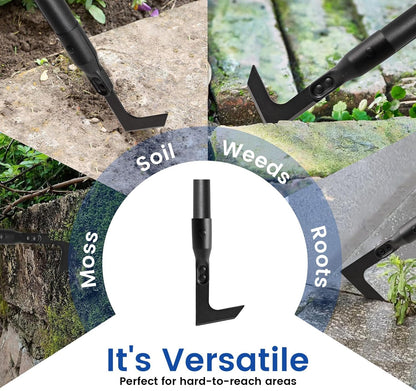 Crack Weeder Tool Long Handle Manual Weeders Crevice Weeding Tool L Shaped Multiple Sharp Blades Efficient Weeding for Narrow Spaces Driveways Sidewalks Paving Stone Gaps