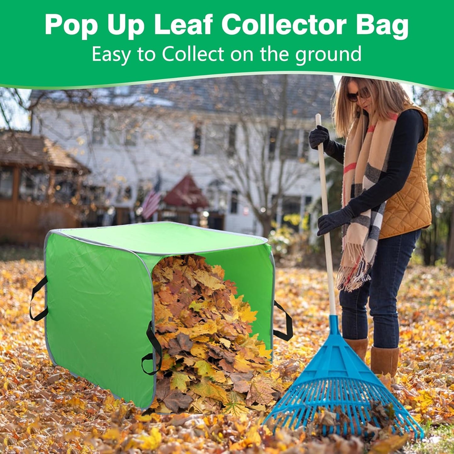 80 Gallon Leaf Collector Bag, Collapsible Trash Can Yard Waste Bag, Portable Pop Up Leaf Bags, Reusable Yard Garden Bags for Leaves Lawn Trash