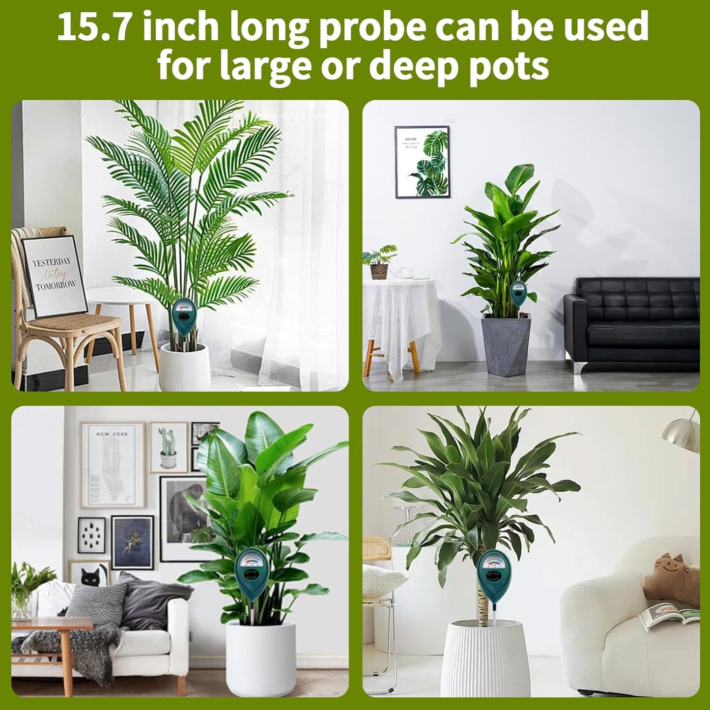 Green Soil Moisture Meter, Soil Tester, Moisture Meter Plants, Soil Moisture Tester, Soil Water Tester for Plants, Plant Moisture Monitor, No Battery Needed (Green-40 cm)