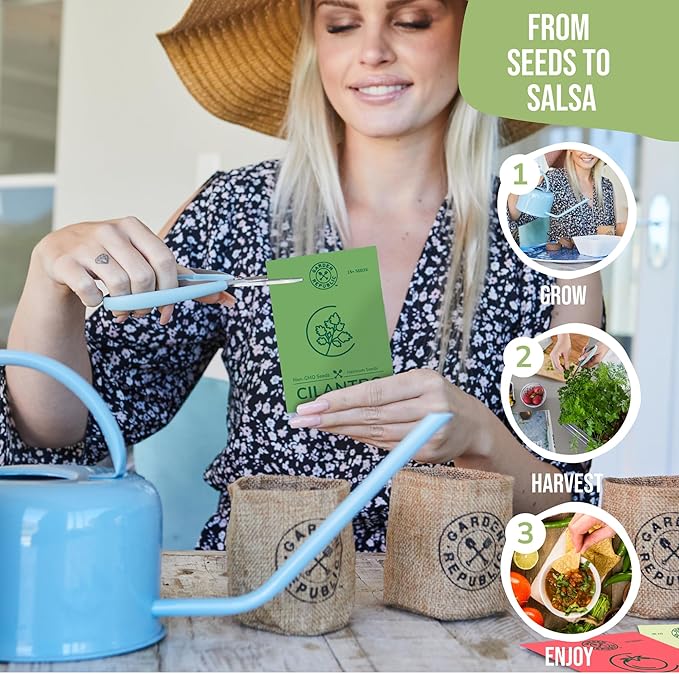 Garden Republic Salsa Grow Kit - Starter kit with Seeds, Soil, Planters & Shears