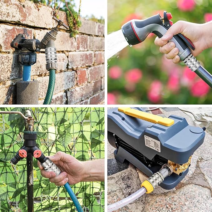 Quick Connect Hose Fittings for Garden Hose Quick Connector 3/4 Inch GHT Stainless Steel Quick Release Connectors No-Leak (3 Set)