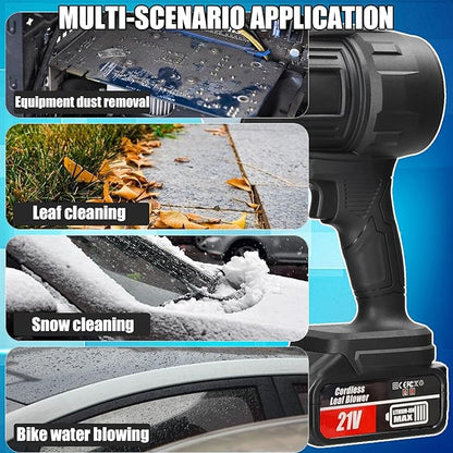 Cordless Leaf Blower Portable Dust Cleaner Electric Blower Lightweight Handheld Leaf Blast with Stepless Speed, with 2 Batteries for Patio Cleaning, Blowing Leaves, Drying, Camping