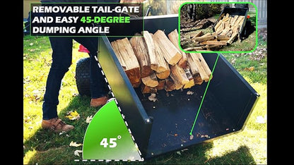 Yard Commander - 400LB Heavy Duty Tow Behind ATV Trailer Steel Dump Cart - 10-Cubic Feet Capacity - Garden Utility Trailer - Trailers with Removable Tailgate for Riding Lawn Mower Tractor