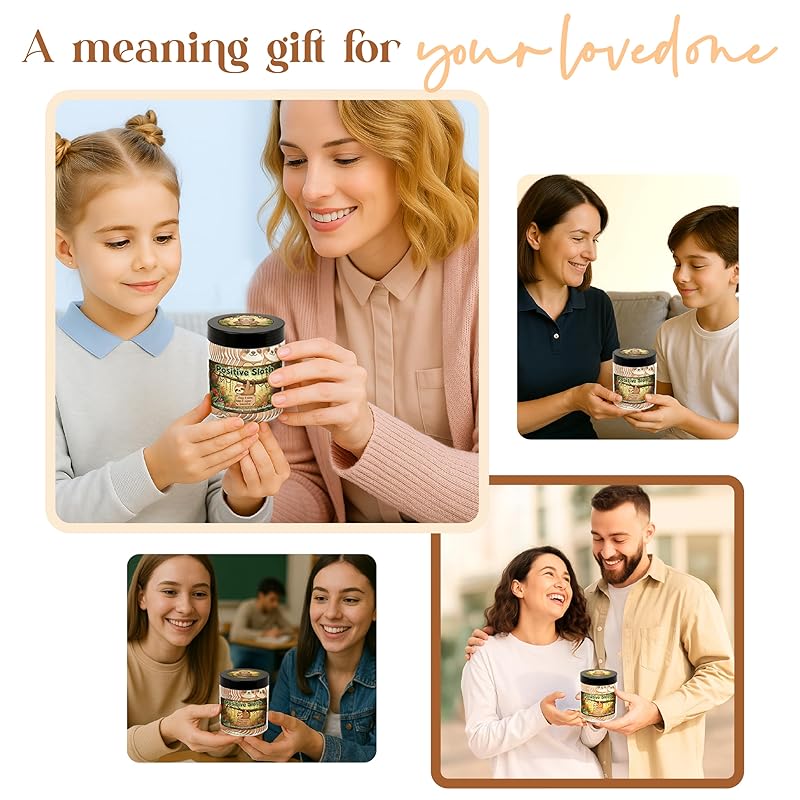 Positive Sloth Jar With 60 Affirmation Cards – Sloth Gifts For Women, Emotional Support Sloth For Stress Relief, Sloth Birthday Decorations, Graduation Sloth Teacher Gifts