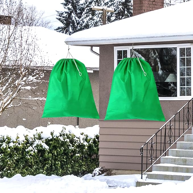 3 Pack Winter Plant Covers Freeze Protection, 19.6" x 39.3" Frost Blankets for Outdoor Plants with Drawstring, Tree Covers Bags Shrub Covers for Winter Cold Weather, Rose Bush Cover for Winter