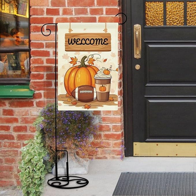 Custom Fall Pumpkin Garden Flag for Outdoor Personalized Thanksgiving Autumn Yard Flags Decor Customized Flag Add Your Own Picture/Text House Lawn Banner Double Sided Home Wall Decoration 12.5x18 28x40