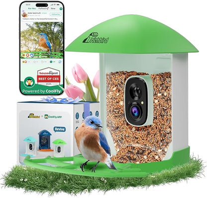 Bird Feeder with Camera, Smart Bird House with Cam for Outside, 2K HD Auto Record Video, AI Identification & Instant Alerts, Solar Powered, Bird Watching Gifts for Family and Birdlovers