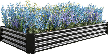 Galvanized Raised Garden Bed for Vegetables,Planter Raised Garden Boxes Outdoor,Metal Raised Garden Beds Steel Kit for Vegetables Flower Herb Patio Black Rectangle