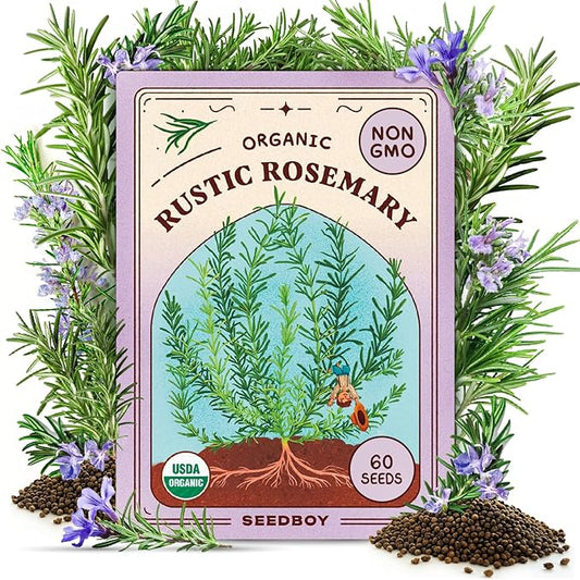 Seedboy Organic Rosemary Seeds for Planting Indoor and Outdoor, Non-GMO and USDA Certified Herb Seed Packet for Hydroponic Garden Indoor or Planting Outdoors (Rosemary)