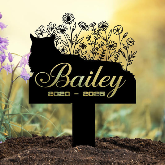 Cat Headstone and Grave Marker – Personalized Outdoor Grave Marker for Pets with Custom Name and Year, Durable Metal Cat Tombstone for Garden Tribute