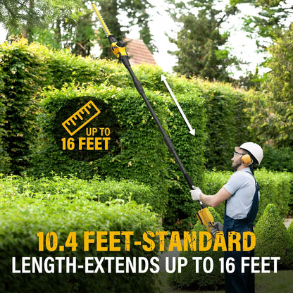 Pole Hedge Trimmer Cordless, 9-Feet Reach Power Hedge Trimmer with Extension Pole, MAX 20-inch, Multi-Angle, 2 * 2.0Ah Battery and Fast Charger Included