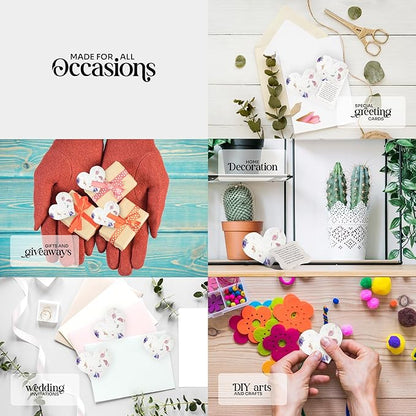 Wildflower Seed Paper - Set of 24 Mixed Heart-Shaped with Envelopes and Planting Instruction, Writable & Plantable Gift for Moms and Plant Lovers, Ideal for Wedding, Memorial, Baby Showers