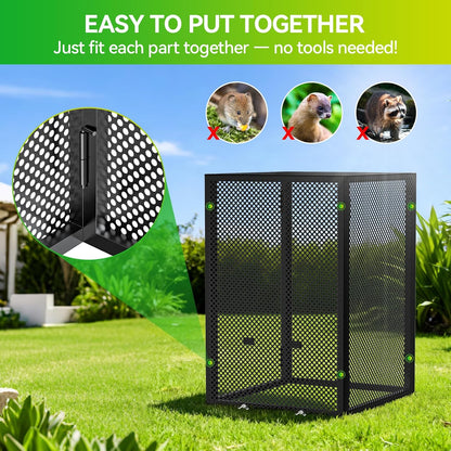 Compost Bin Outdoor - Large 93 Gallon Metal Perforated Sheet Compost Bucket with Rust-Proof Coating, Heavy-Duty & Easy Assembly, Fast Creation of Fertile Soil, for Garden, Kitchen & Yard Waste, Black