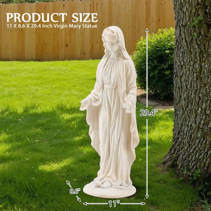 Virgin Mary Outdoor Statue, 29.4" H Blessed Mother Mary Religious Garden Statue, Large Statue of Our Lady Mary for Patio Yard Home Decor