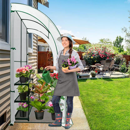 EAGLE PEAK 3 Tier Lean to Portable Greenhouse, Heavy-Duty Indoor & Outdoor Garden with Wire Shelves, 2 Roll-Up Zipper Doors, Easy Assembly, 79"x39"x83" Clear/White PE Cover