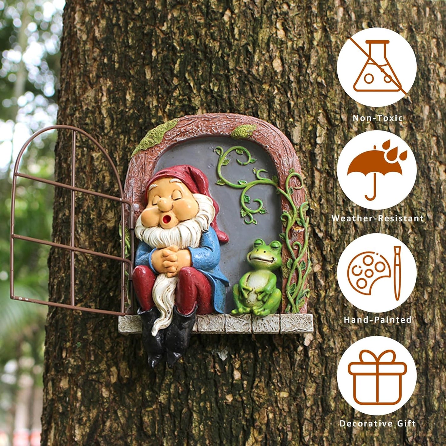 Outdoor Garden Statues, Resin Gnome Tree Hugger, Durable Outdoor Decor, Whimsical Yard Sculpture, Garden Peeker Yard Art, Waterproof & Handcrafted, Unique Halloween Decorations Outdoor Ornament Gift