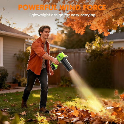 OGERY Leaf Blower Cordless with Lights, 21V Powerful Brushless Electric Leaf Blowers with 2 x 3.0Ah Batteries & Charger, 700CFM 900G Wind Pressure Handheld Blower for Lawn Care Yard Garden, Green