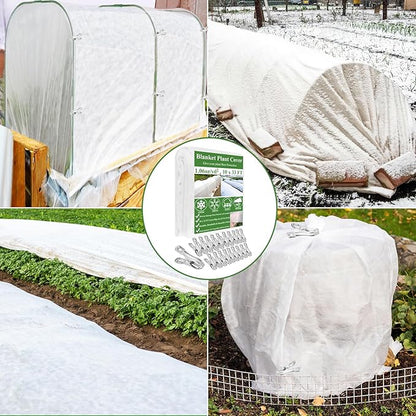 Plant Covers Freeze Protection 10 x 33Ft with 20 Stainless Steel Clips- Frost Cloths Plant Blankets Floating Row Cover for Outdoor Plants Winter Raised Bed Greenhouse Frost Sun Protection