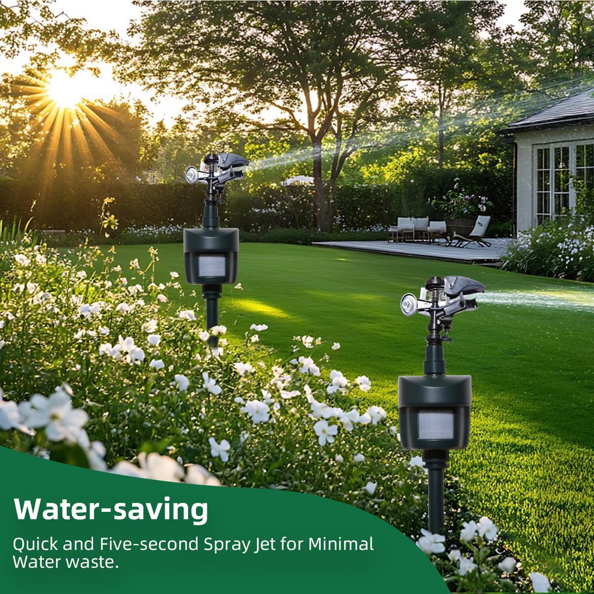 Motion Activated Sprinkler with Day & Night Detection Modes Repellent Detector for Garden Outdoor Waterproof