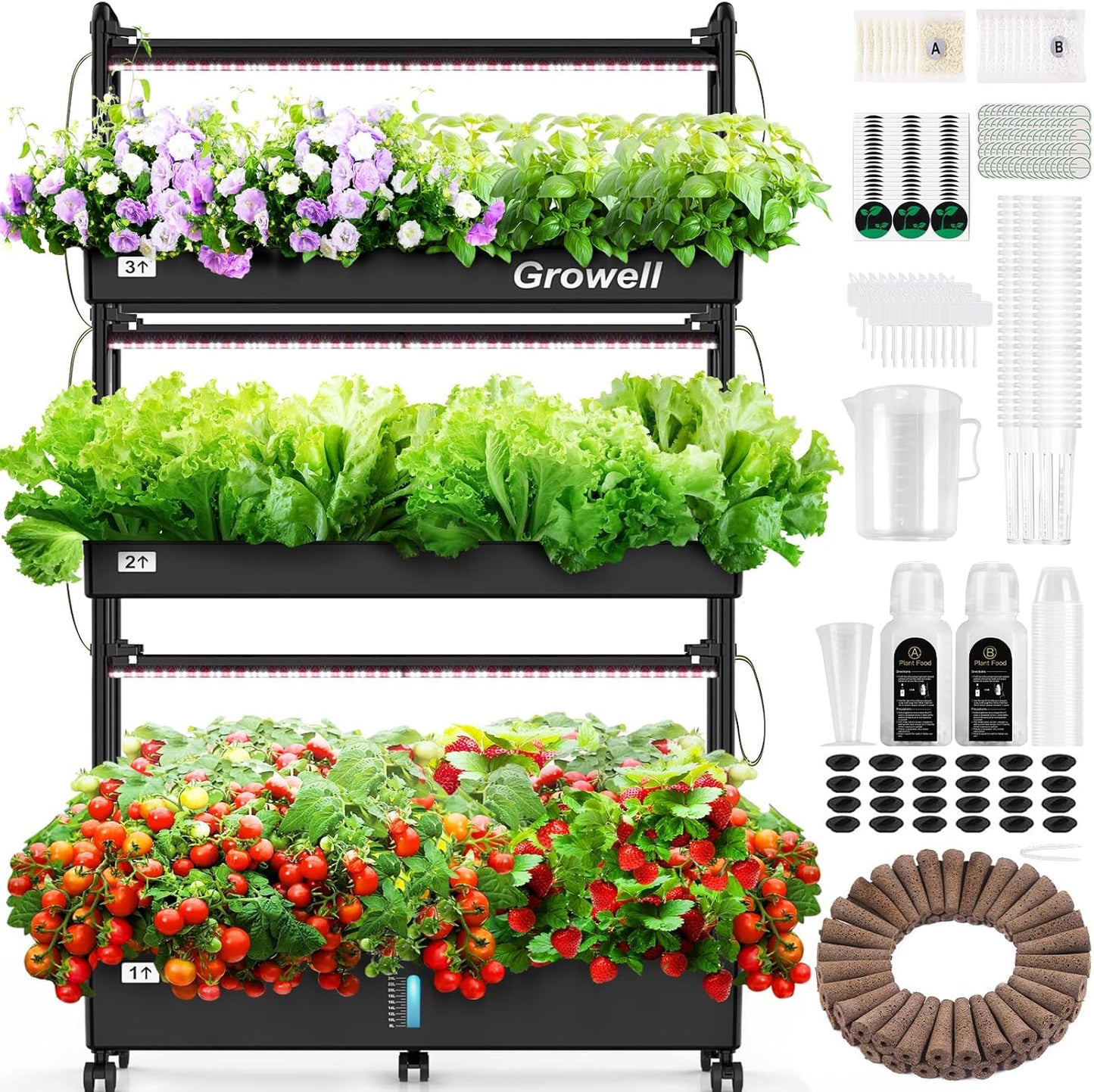 Hydroponics Growing System Kit, 90 Pods Vertical Indoor Garden with LED Grow Light, Auto Circulating Water System & WiFi Smart Plug, Indoor Gardening System for Vegetable Fruit Herb