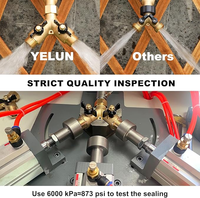 Garden Hose Splitter Full Flow Splitter No Restricted-Flow Connector Heavy Duty Brass Hose y Splitter, 2 way High Flow Hose Bib Adapter with Shut Off Valves (Butterfly Handle 2PCS)