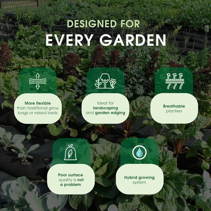 4x4 25 ft Tubular Fabric Planters for Outdoor Plants with Full Drip Irrigation System - Heavy Duty Mesh for Optimal Airflow, Customizable Up to 16 sq ft