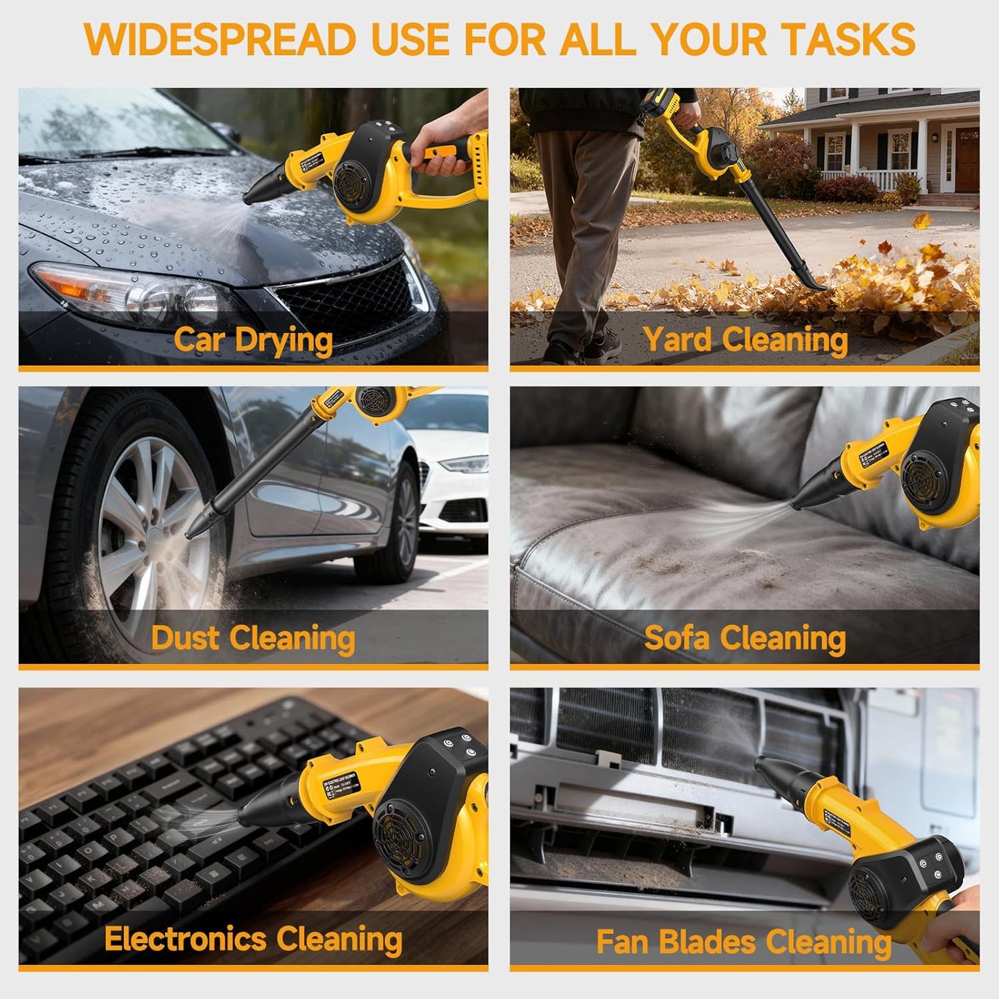 Small Leaf Blower Cordless with 2 Batteries and Fast Charger, 3 Speed Modes, 210 MPH Battery Powered Blower with 3 Nozzles, Lightweight Electric Leaf Blowers for Lawn Care, Blowing Leaves, Car Drying