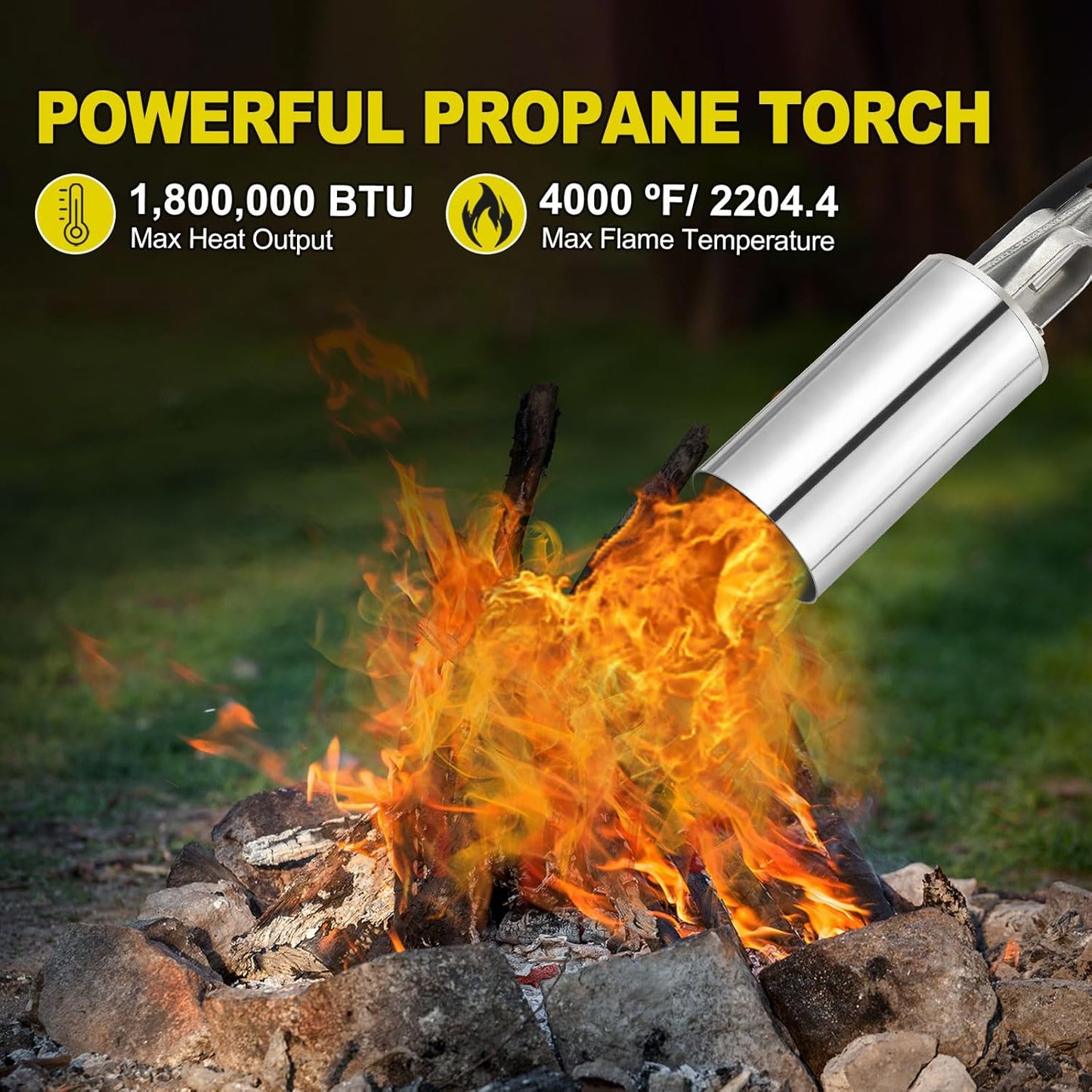 Propane Torch Weed Burner, Weed Torch with 10FT Hose, High Output 1,800,000 BTU Flame Thrower Kit with Flame Control and Adapter, Propane Torch for Weeds Burning, Snow Melting