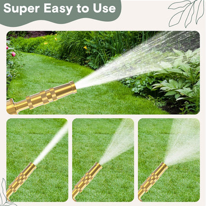 Twinkle Star Heavy-Duty Brass Adjustable Twist Hose Nozzle, High Pressure Hose Nozzle with On-Off Valve, Leakproof Operation 3/4" GHT Connector 3 Pack