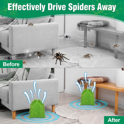Spider Repellent for Indoor, 15 PCS Natural Spider Deterrent Pouches Peppermint Oil Spiders Roach Ant Away, Pest Control Spider Repellant Solution for House Garage Patio Attic, Family & Pet Safe