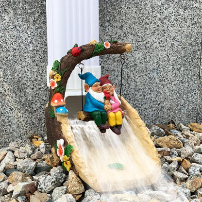 Gnome On The Swing Gutter Downspout Extension Decoration,Rain Downspout Diverter Garden Statue,Decorative Gutter Extension,Downspout Splash Block,Animal Resin Statue Outdoor Décor