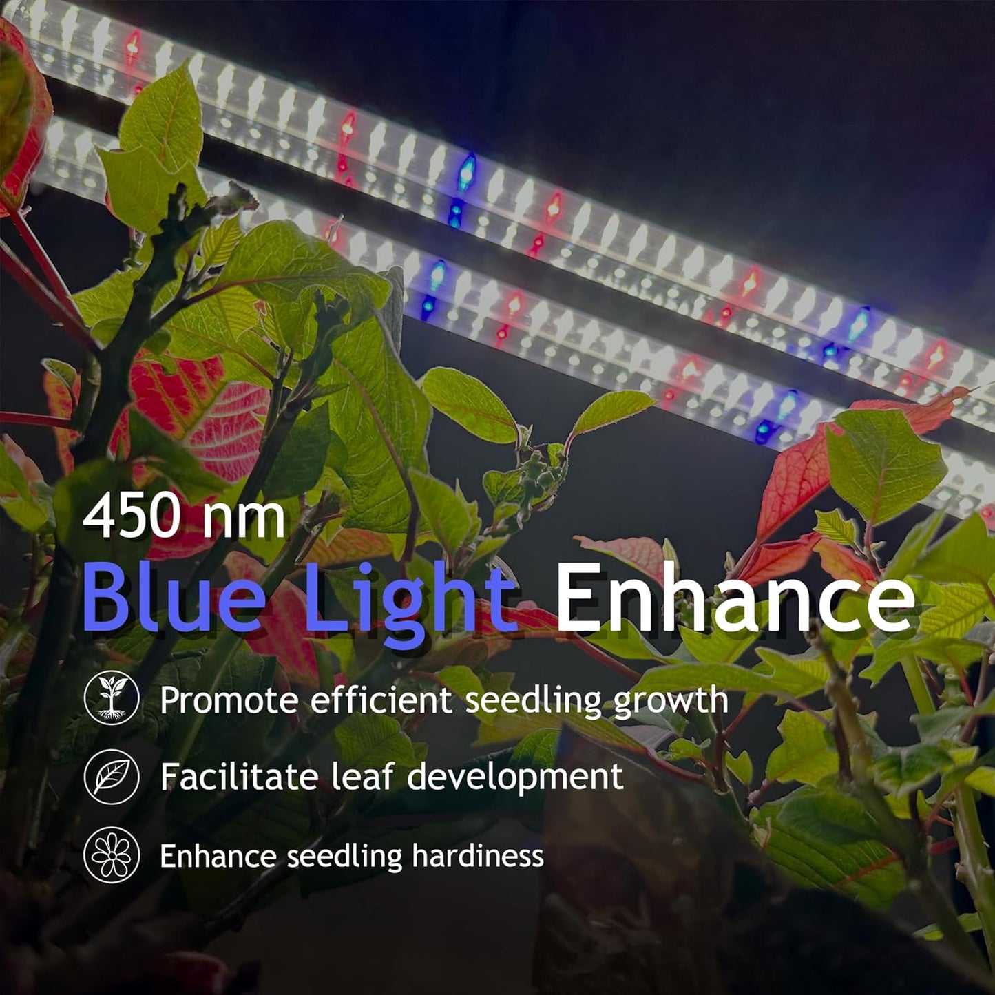 DYMOND Boostgro LED Seed Starter Grow Light 3FT Full Spectrum Linkable 5000k Daylight + 660nm Red + 450nm Blue Indoor Plant Lighting Fixture