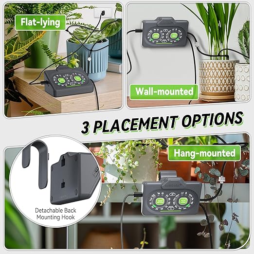 RAINPOINT Programmable Drip Irrigation System for Indoor Houseplant Up to 15 Plants, Compact Dual-Powered Vacation Automatic Plant Waterer Self Watering Device While Away Low Water Auto Shut-Off