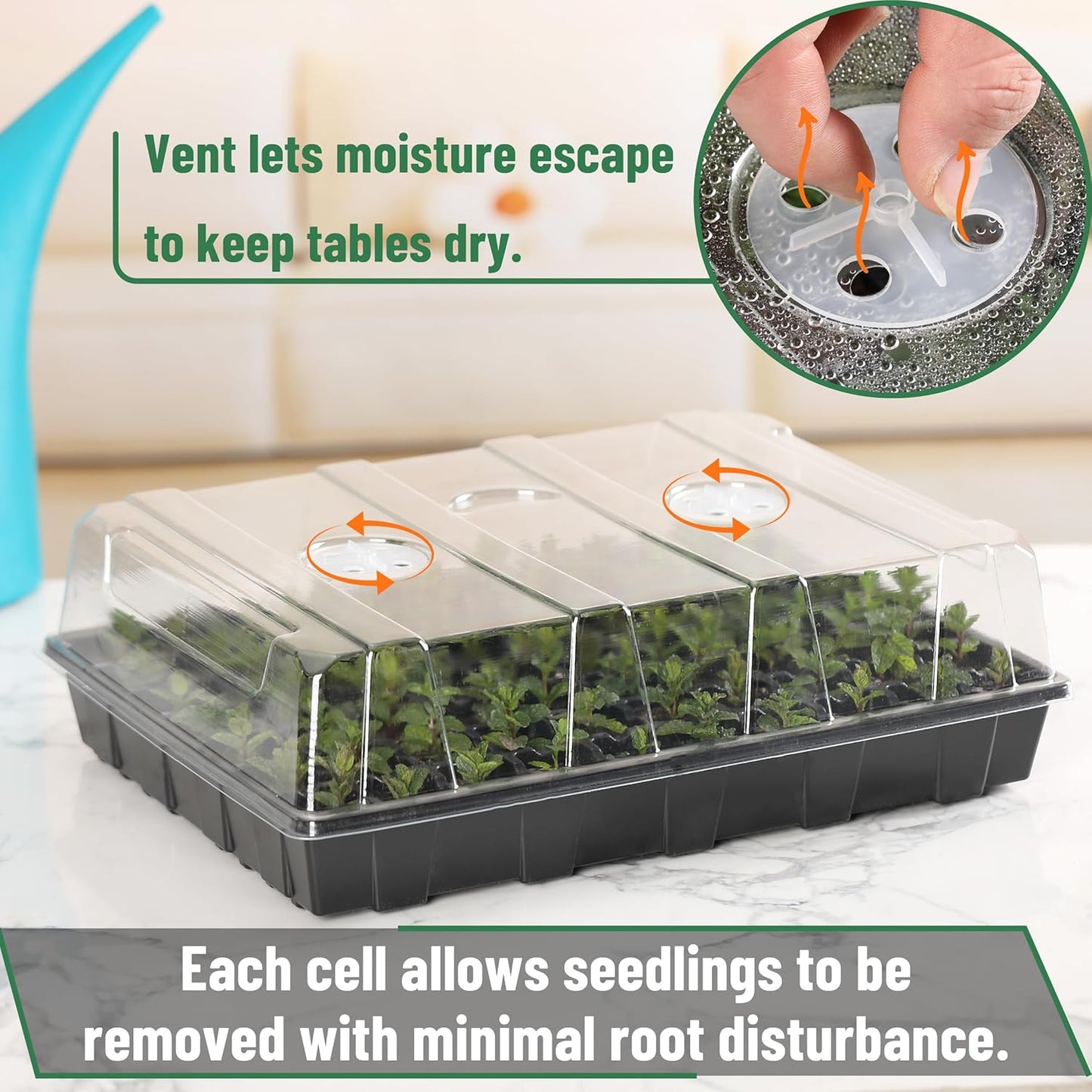 Mr. Pen- Seed Starter Tray Kit, 5 Pack, Black, Total 350-Cells, Seed Starter Kit with Humidity Domes