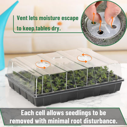 Mr. Pen- Seed Starter Tray Kit, 5 Pack, Black, Total 350-Cells, Seed Starter Kit with Humidity Domes